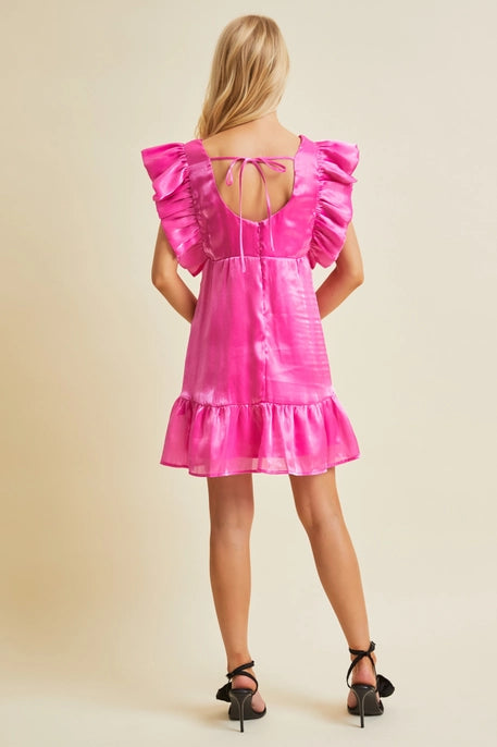 SHINY ORGANZA MINI DRESS