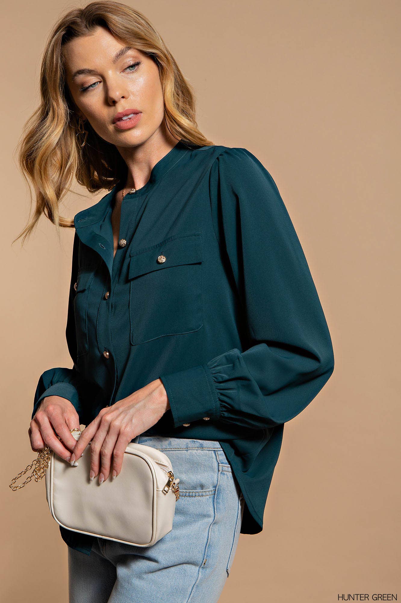 ELEGANT SILKY SHIRT BUTTON-UP