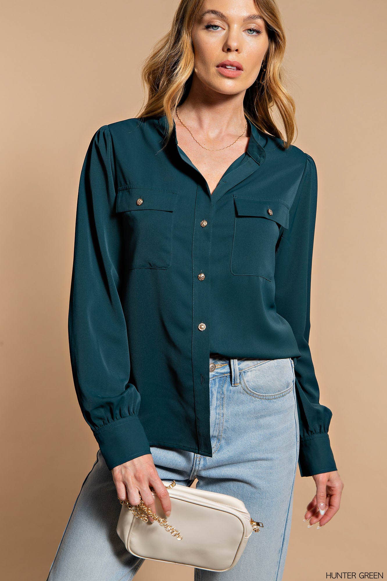 ELEGANT SILKY SHIRT BUTTON-UP