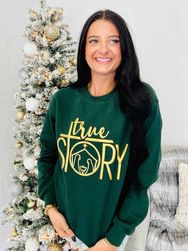 True Story Nativity Scene Puff Sweatshirt