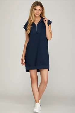 COLLARED HALF ZIP DRESS