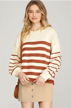 LONG SLEEVE STRIPED SWEATER