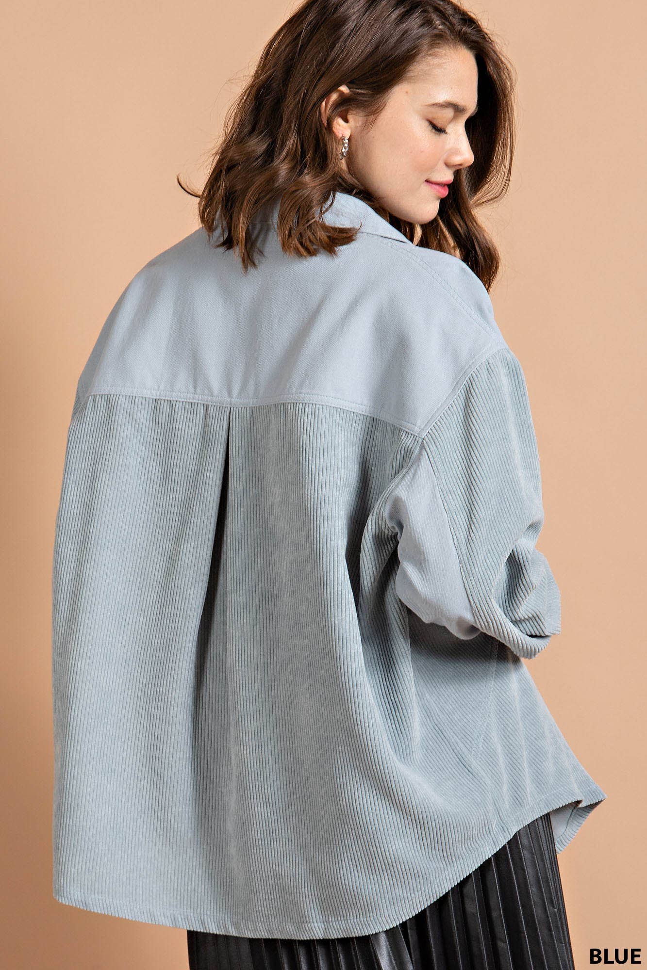 FRAYED CORDYROY SHIRT JACKET