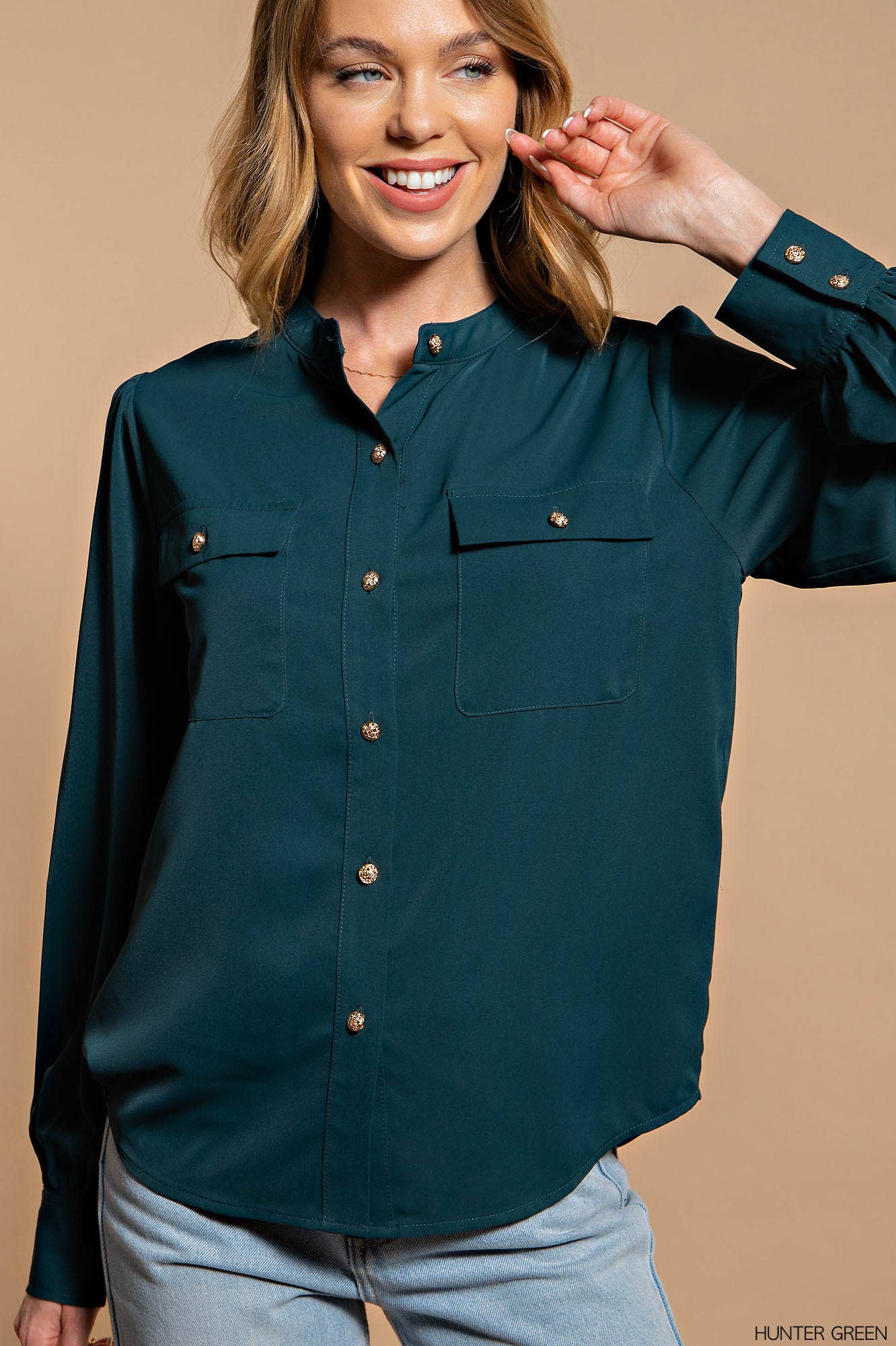 ELEGANT SILKY SHIRT BUTTON-UP