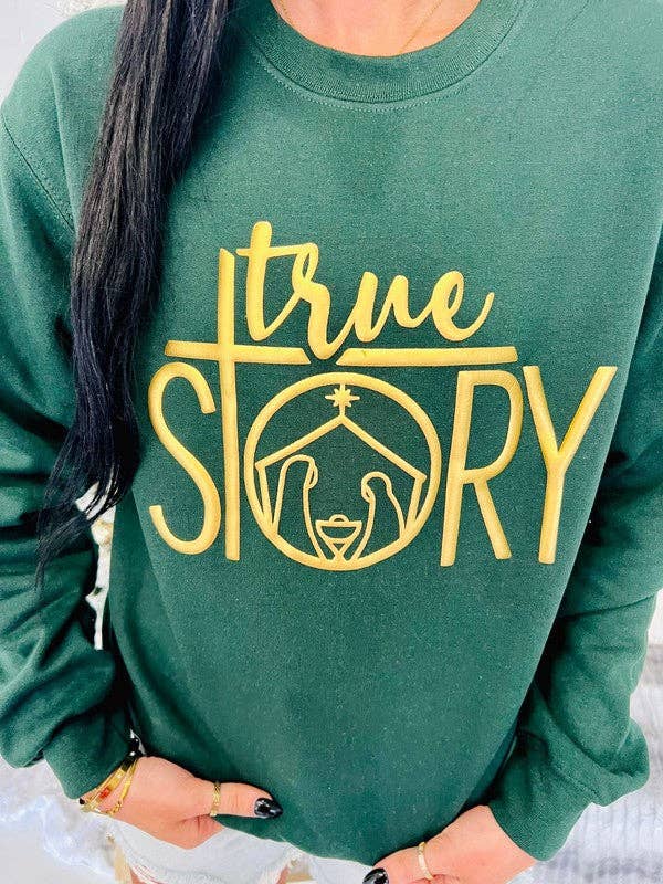 True Story Nativity Scene Puff Sweatshirt