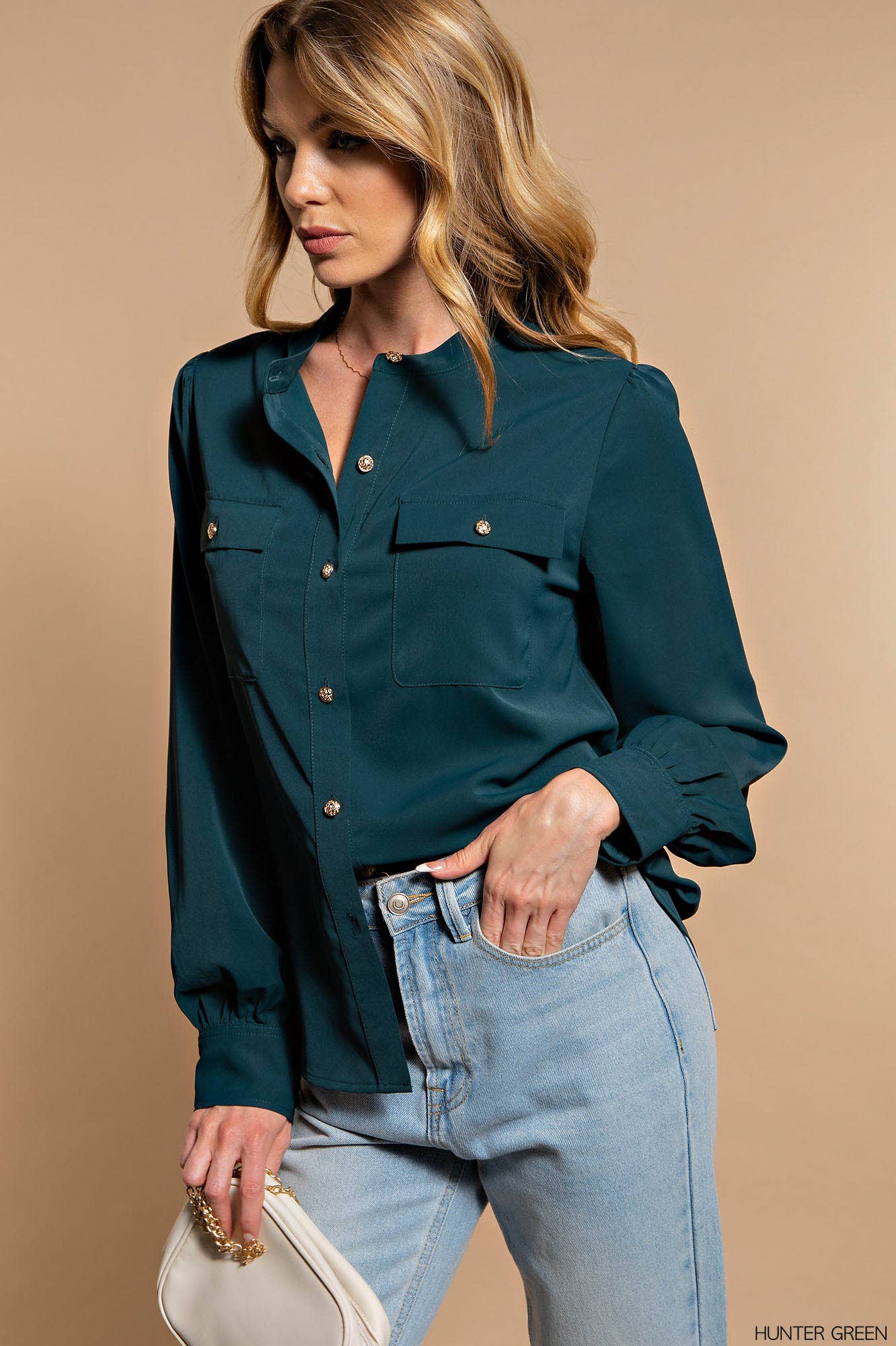 ELEGANT SILKY SHIRT BUTTON-UP