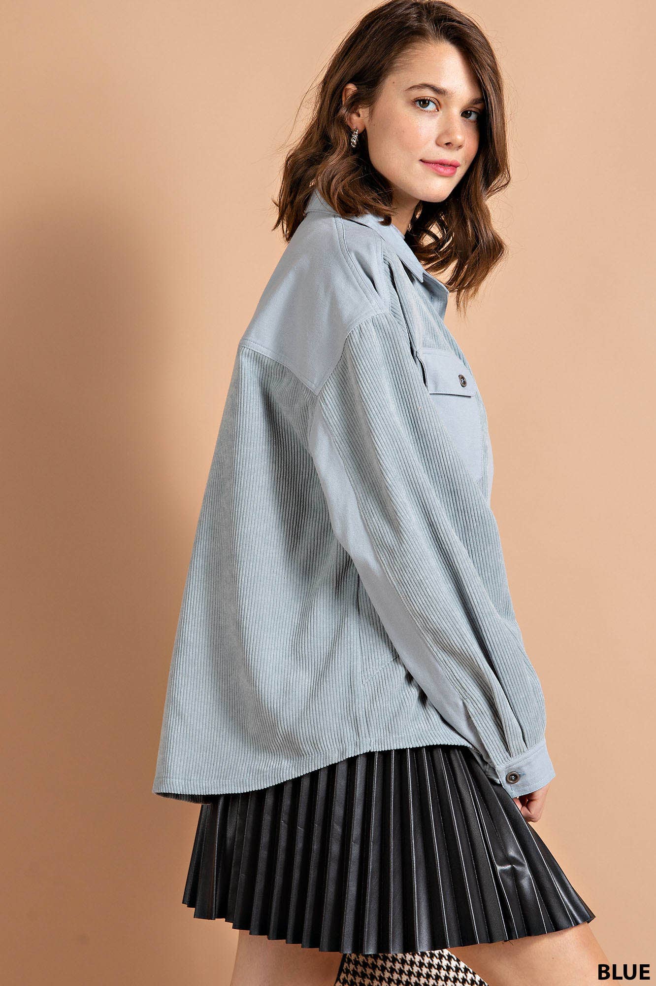 FRAYED CORDYROY SHIRT JACKET