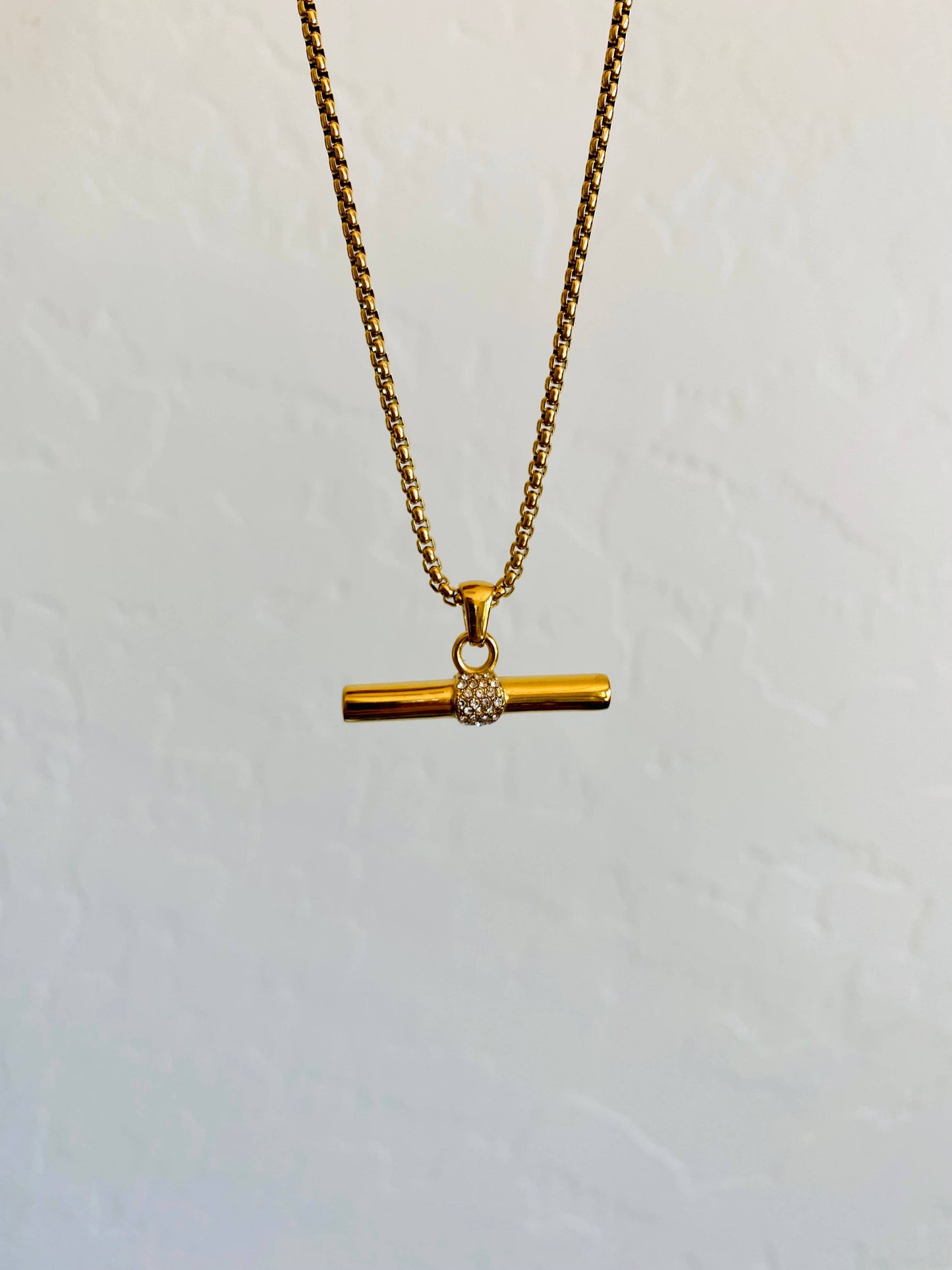 CHELSEA Gold and Crystal Bar Necklace