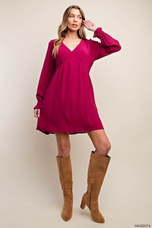 Long Sleeve V-neck Dress