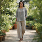 Sable | Women's Relaxed-Fit Blouse V-Neck Long Sleeve Casual