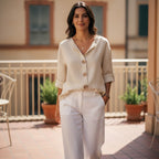Elowen | Women's Button Front Roll-Tab Blouse – Casual Outings
