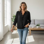 Nolan | Women's Ruffle V-Neck Blouse Button Front