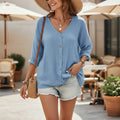 Elena | Women's V-Neck Button Front Blouse - Weekend Errands