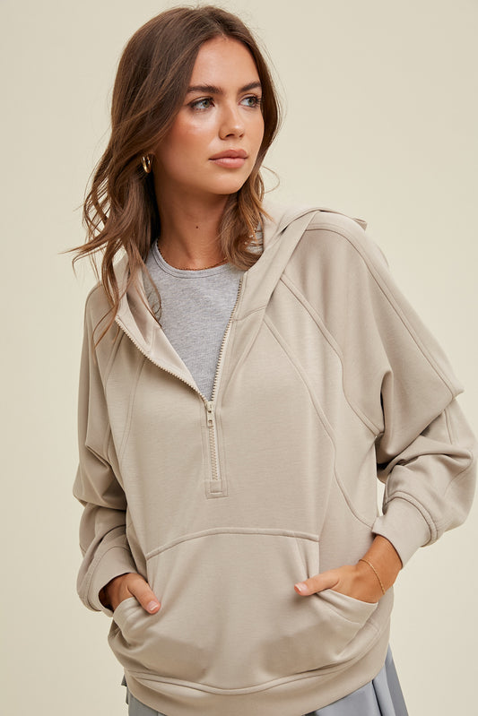 1/4 zip hooded jacket