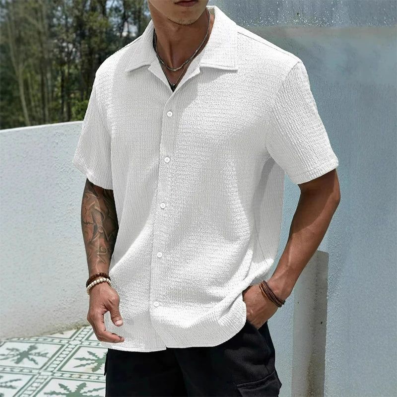 Marco Cuban Collar Button-Front Shirt for Men