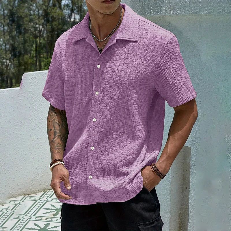 Marco Cuban Collar Button-Front Shirt for Men