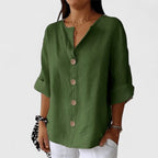 Elowen | Women's Button Front Roll-Tab Blouse – Casual Outings