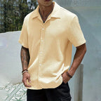 Marco Cuban Collar Button-Front Shirt for Men