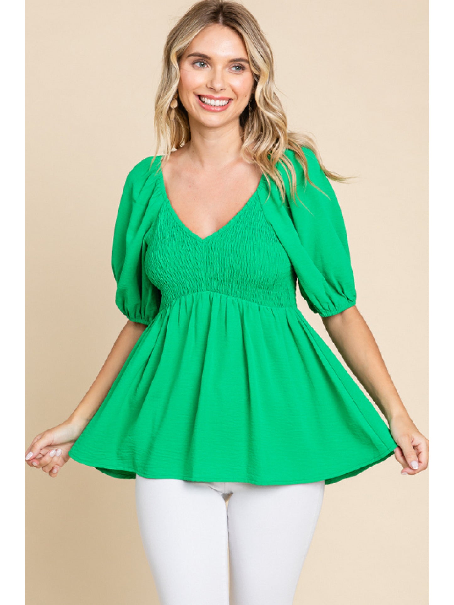 Baby Doll Top with V-neck