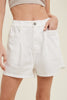 White linen shorts