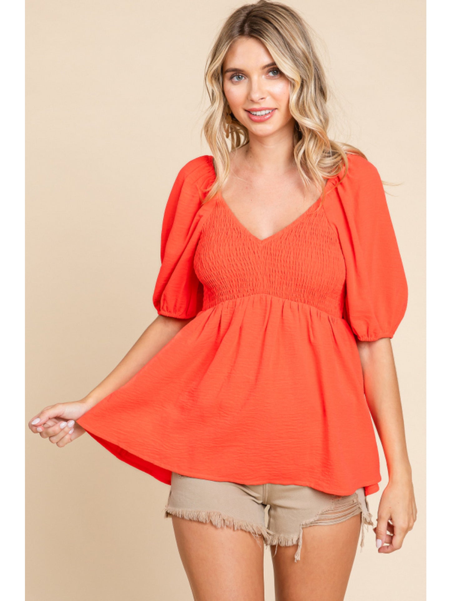 Baby Doll Top with V-neck