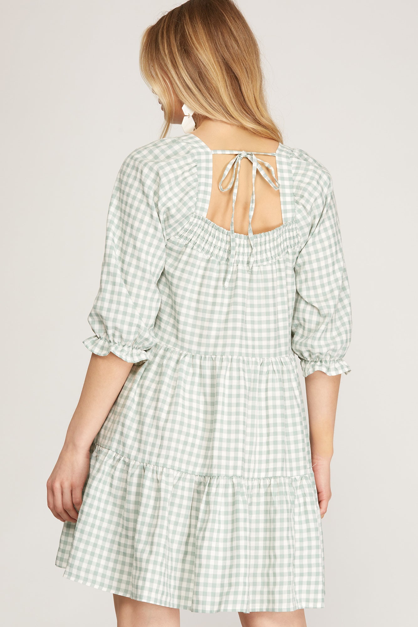 Green/White Plaid Dress