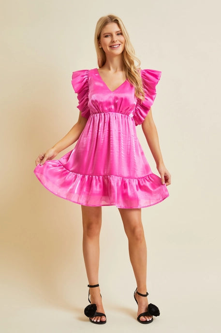 SHINY ORGANZA MINI DRESS