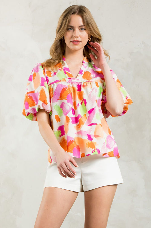 Puff Sleeve Multicolor top